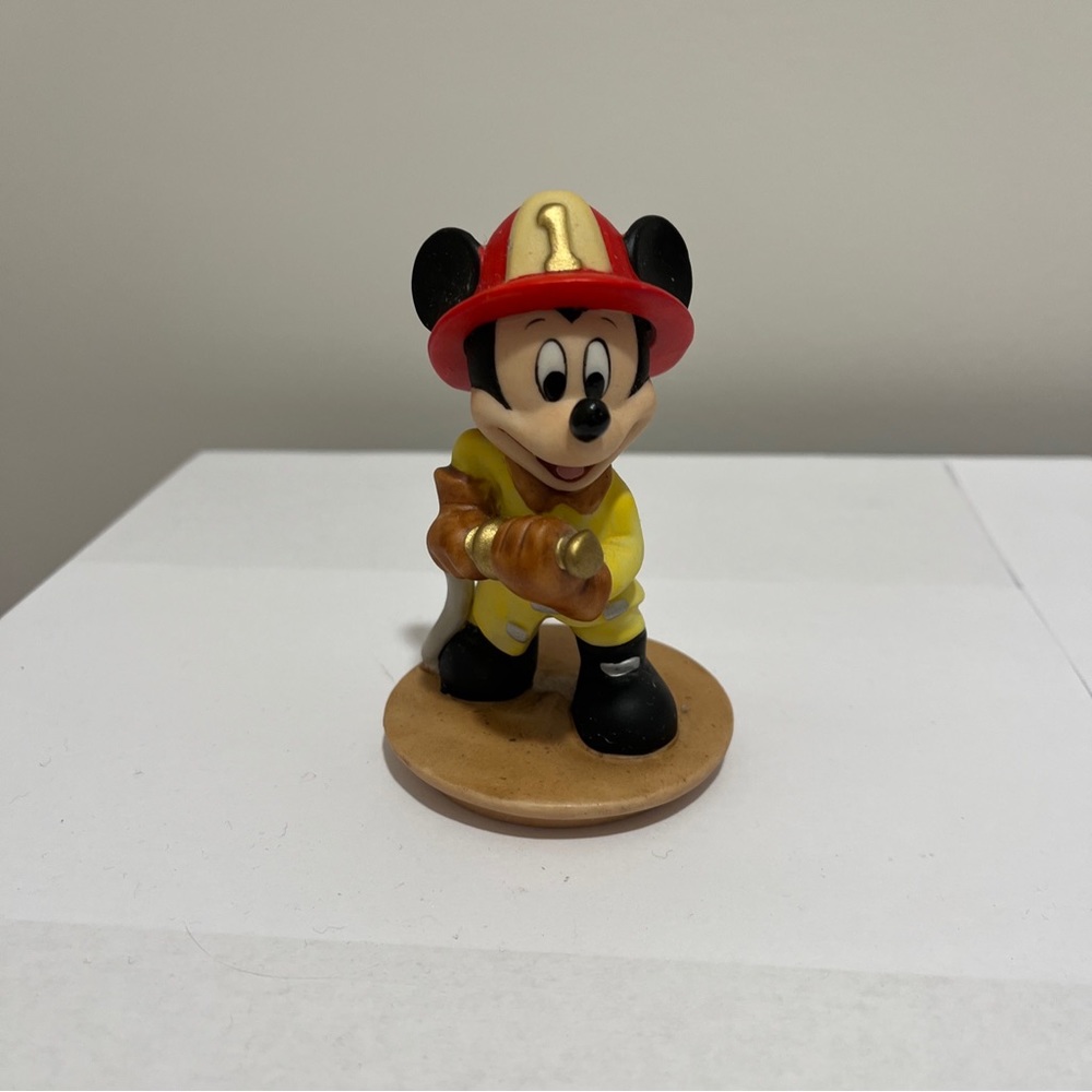 Vintage Disney Firefighter Mickey Mouse 4 Inch Porcelian